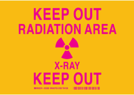 Keep Out Radiation Area X-Ray Keep Out Sign, 10" H x 14" W x 0.006" D, Polyester
