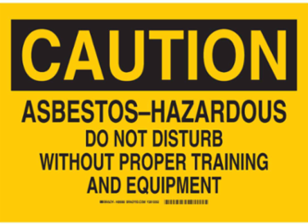 Caution Asbestos Hazard Sign, 10 Inch H x 14 Inch W, Polyester, Abrasion-Resistant
