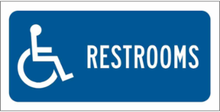 Restrooms Sign, 6" H x 12" W x 0.006" D, Polyester