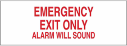 Emergency Exit Only Alarm Will Sound Sign, 3.5" H x 10" W x 0.006" D