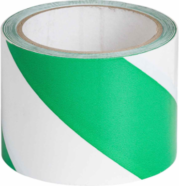 Marking Tape Roll - High Performance Vinyl, Diagonal Stripes, Green on White, 3" x 54'