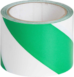 Marking Tape Roll - High Performance Vinyl, Diagonal Stripes, Green on White, 3" x 54'
