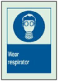 BradyGlo Wear Respirator Sign, 14 Inch H x 10 Inch W, Photoluminescent Polyester