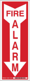 Fire Alarm Sign, 14" H x 5" W x 0.006" D, White on Red, Polyester