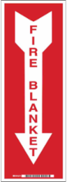 Fire Blanket Sign, 14" H x 5" W x 0.006" D, White on Red, Polyester