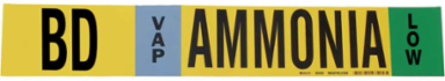 AMMONIA LOW Pipe Marker, 2.25 Inch H x 14 Inch W, Fits Pipes 2.5 Inch to 7.875 Inch Dia.