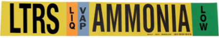 LTRS VAP AMMONIA LOW Pipe Marker, 2.25" H x 14" W, Fits Pipes 2.5" Dia. Thru 7.875" Dia.