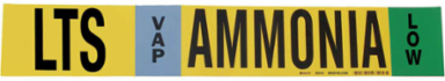 LTS VAP AMMONIA LOW Pipe Marker, 2.25" H x 14" W, Fits Pipes 2.5" Dia. Thru 7.875" Dia.