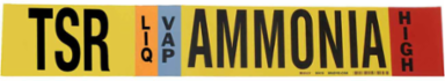 TSR LIQ AMMONIA HIGH Pipe Marker, 2.25" H x 14" W, Fits Pipes 2.5" Dia. Thru 7.875" Dia.