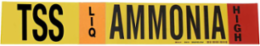 TSS LIQ AMMONIA HIGH Pipe Marker, 2.25" H x 14" W, Fits Pipes 2.5" Dia. Thru 7.875" Dia.