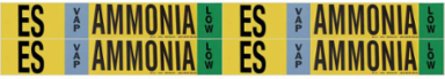 ES VAP AMMONIA LOW Pipe Marker, 1.125" H x 7" W, Card of 4 Each, Fits Pipes .75" Dia. Thru 2.375" Dia.