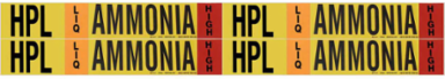HPL LIQ AMMONIA HIGH Pipe Marker, 1.125" H x 7" W, Card of 4 Each, Fits Pipes .75" Dia. Thru 2.375" Dia.