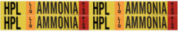 HPL LIQ AMMONIA HIGH Pipe Marker, 1.125" H x 7" W, Card of 4 Each, Fits Pipes .75" Dia. Thru 2.375" Dia.