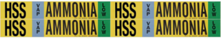 HSS VAP AMMONIA LOW Pipe Marker, 1.125" H x 7" W, Card of 4 Each, Fits Pipes .75" Dia. Thru 2.375" Dia.