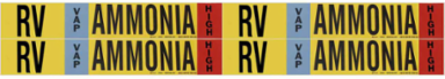 RV VAP AMMONIA HIGH Pipe Marker, 1.125" H x 7" W, Card of 4 Each, Fits Pipes .75" Dia. Thru 2.375" Dia.