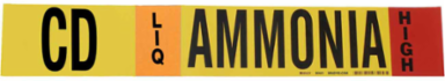 CD LIQ AMMONIA HIGH Pipe Marker, 4" H x 24" W, Fits Pipes 8" Dia. or Larger