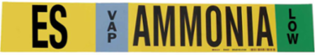 ES VAP AMMONIA LOW Pipe Marker, 4" H x 24" W, Fits Pipes 8" Dia. or Larger