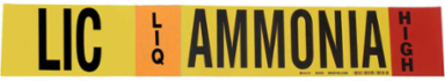 LIC LIQ AMMONIA HIGH Pipe Marker, 4" H x 24" W, Fits Pipes 8" Dia. or Larger