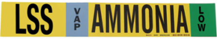 LSS VAP AMMONIA LOW Pipe Marker, 4" H x 24" W, Fits Pipes 8" Dia. or Larger