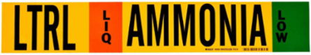 LTRL LIQ AMMONIA LOW Pipe Marker, 4" H x 24" W, Fits Pipes 8" Dia. or Larger