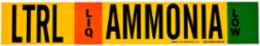 LTRL LIQ AMMONIA LOW Pipe Marker, 4" H x 24" W, Fits Pipes 8" Dia. or Larger