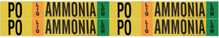 PO LIQ AMMONIA LOW Pipe Marker, 1.125" H x 7" W, Card of 4 Each, Fits Pipes 0.75" Dia. Thru 2.375" Dia.