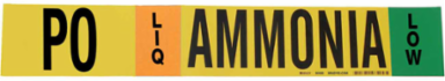 PO LIQ AMMONIA LOW Pipe Marker, 4" H x 24" W, Fits Pipes 8" Dia. or Larger