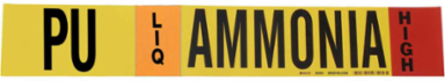 PU LIQ AMMONIA HIGH Pipe Marker, 2.25" H x 14" W, Fits Pipes 2.5" Dia. Thru 7.875" Dia.