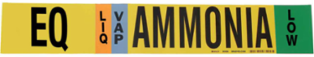 EQ LIQ/VAP AMMONIA LOW Pipe Marker, 2.25" H x 14" W, Fits Pipes 2.5" Dia. Thru 7.875" Dia.