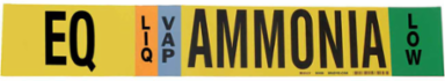 EQ LIQ/VAP AMMONIA LOW Pipe Marker, 4" H x 24" W, Fits Pipes 8" Dia. or Larger