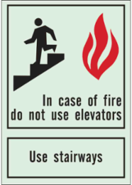 BradyGlo Fire Sign 10 Inch H x 7 Inch W, Glow-in-the-Dark Polyester