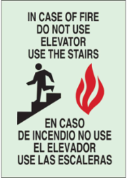 BradyGlo Glow-in-the-Dark Fire Safety Sign 10 Inch H x 7 Inch W