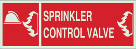 Sprinkler Control Valve Sign, 5" H x 14" W x 0.008" D, Red on Glow, Polyester
