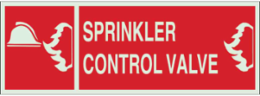 Sprinkler Control Valve Sign, 5" H x 14" W x 0.008" D, Red on Glow, Polyester