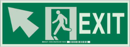 BradyGlo Exit Sign, 5 Inch H x 14 Inch W, Glow in the Dark, Self-Adhesive