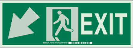 BradyGlo Exit Sign, 5 Inch H x 14 Inch W x 0.008 Inch D, Photoluminescent, Glow in Dark