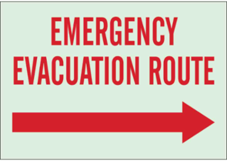 BradyGlo Emergency Evacuation Route Sign, 10 Inch H x 14 Inch W, Glow in the Dark