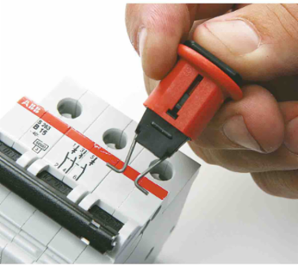 Miniature Circuit Breaker Lockout Device, Pin-Out Standard, 1.64 Inch Height, 0.28 Inch Shackle