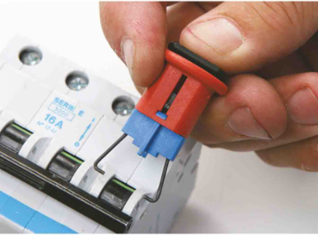 Miniature Circuit Breaker Lockout Device, Pin-In Standard, 1.64 Inch H x 0.95 Inch W, 6 Pack
