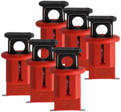 Miniature Circuit Breaker Lockout Device, Pin Out Wide, 0.83 Inch Width, 6 Pack