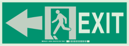 BradyGlo Exit Sign, 5 Inch H x 14 Inch W, Glow in the Dark, Photoluminescent Material