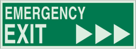 BradyGlo Emergency EXIT Sign, 5 Inch H x 14 Inch W, Glow in the Dark, Right Arrow