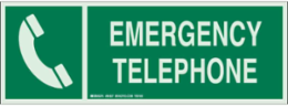 BradyGlo Emergency Telephone Sign, 5 Inch x 14 Inch x 0.063 Inch, Glow-in-the-Dark