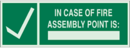 BradyGlo Glow-In-The-Dark Fire Assembly Point Sign, 5 Inch H x 14 Inch W, Phosphorescent