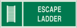 BradyGlo Escape Ladder Sign, 5 Inch H x 14 Inch W, Glow in the Dark, NFPA Compliant