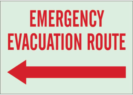 BradyGlo Emergency Evacuation Route Sign, 7 Inch H x 10 Inch W, Glow in the Dark