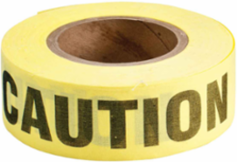 Re-Pulpable Caution Barricade Tape, Biodegradable Cotton, Black on Yellow, 2" x 150'