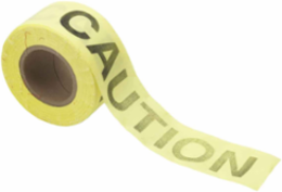 Re-Pulpable Caution Barricade Tape, Biodegradable Cotton, Black on Yellow, 3" x 150'