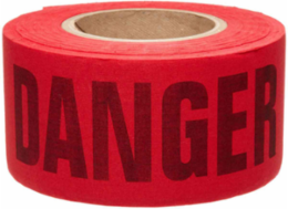 Re-Pulpable Danger Do Not Enter Barricade Tape, Biodegradable Cotton, Black on Red, 3" x 135'