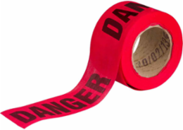 Danger Barricade Tape, 69% Wood Fiber, Black on Red, 3" x 150'